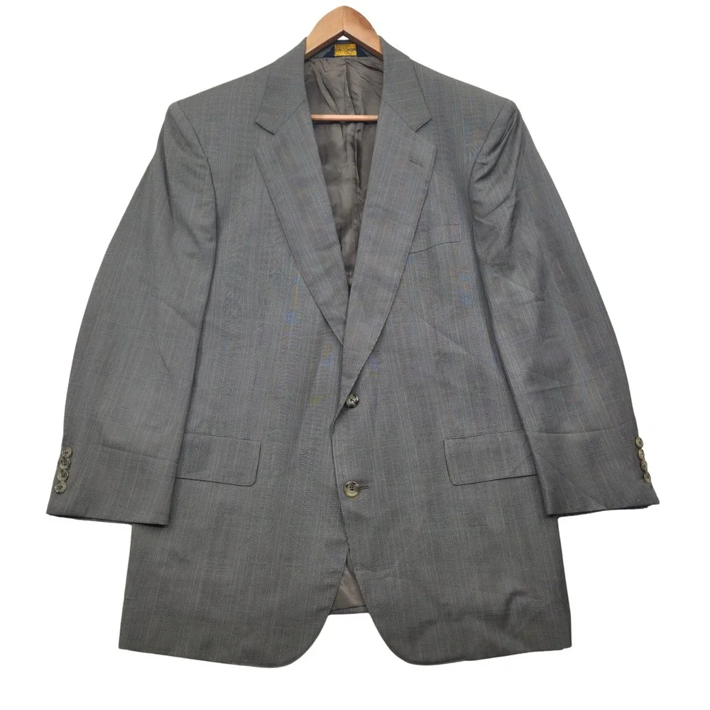 Brooks‎ Brothers Mens 43R Gray Glen Plaid Wool Suit Blazer Jacket USA UNION MADE